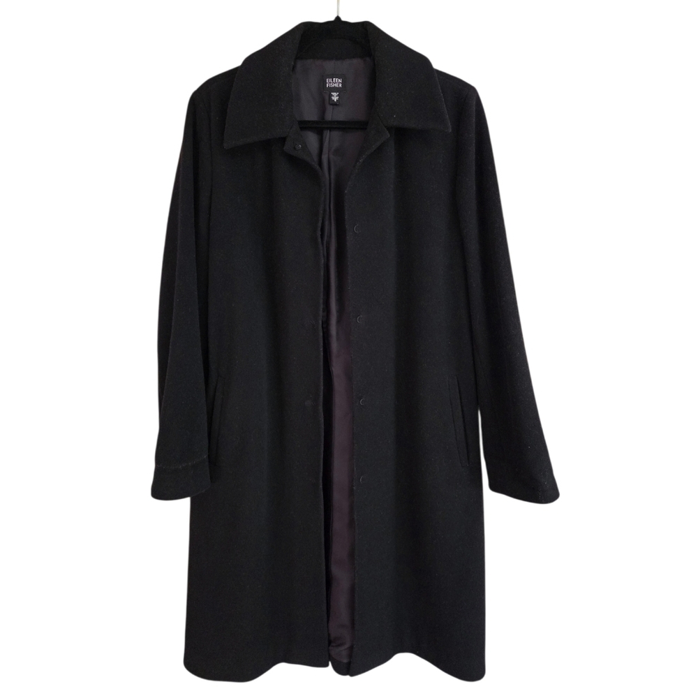 Eileen Fisher 100% Wool Mid-Length Coat Italian Fabric